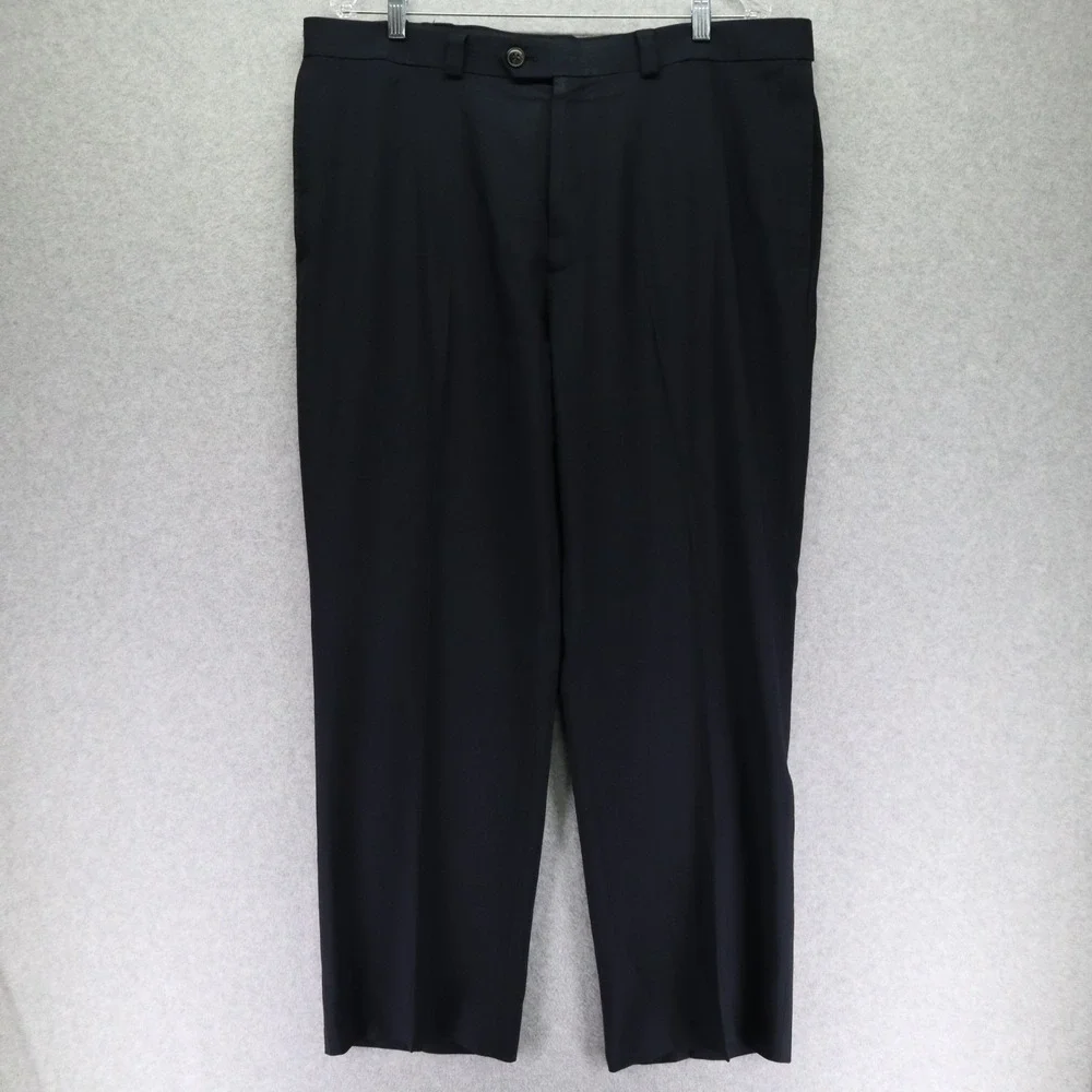 Haggar Pants Mens 38x30 Classic Fit Dress Slacks Suit Flat Front‎ Dark Navy Blue